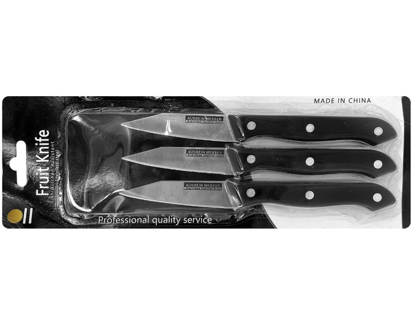 Σετ 3τμχ Μαχαίρια Με Μαύρη Λαβή 19εκ. Homie 80-2149 (Χρώμα: Μαύρο) - Homie - 80-2149